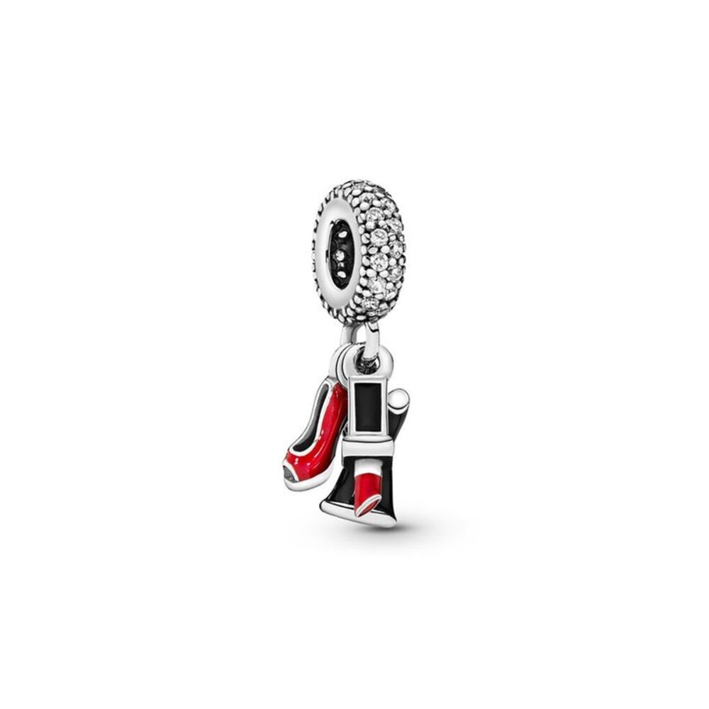Pandora Moments Silver Cz Shoe, Dress, & Lipstick Dangle Charm